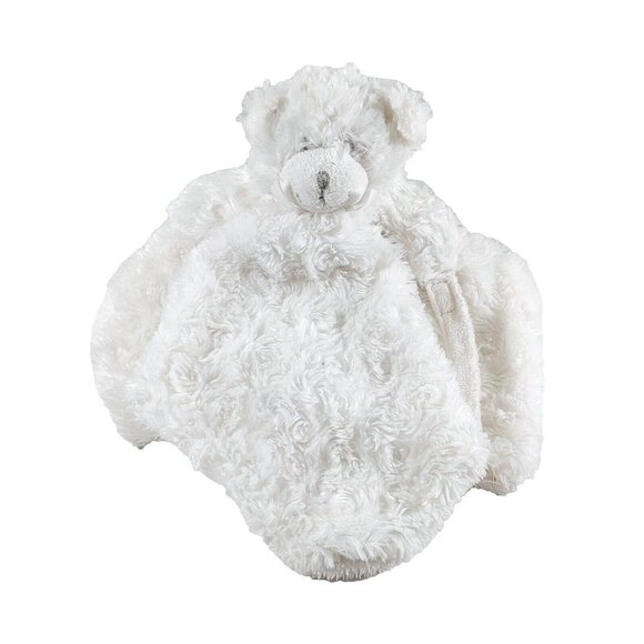 Blankets and Beyond White Teddy Bear Security Blanket Lovey w/Soother Holder - Picture 1 of 4